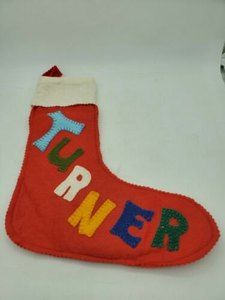 Vintage Felt Christmas Stocking TURNER Handmade 1950s 1960s Personalized Santa